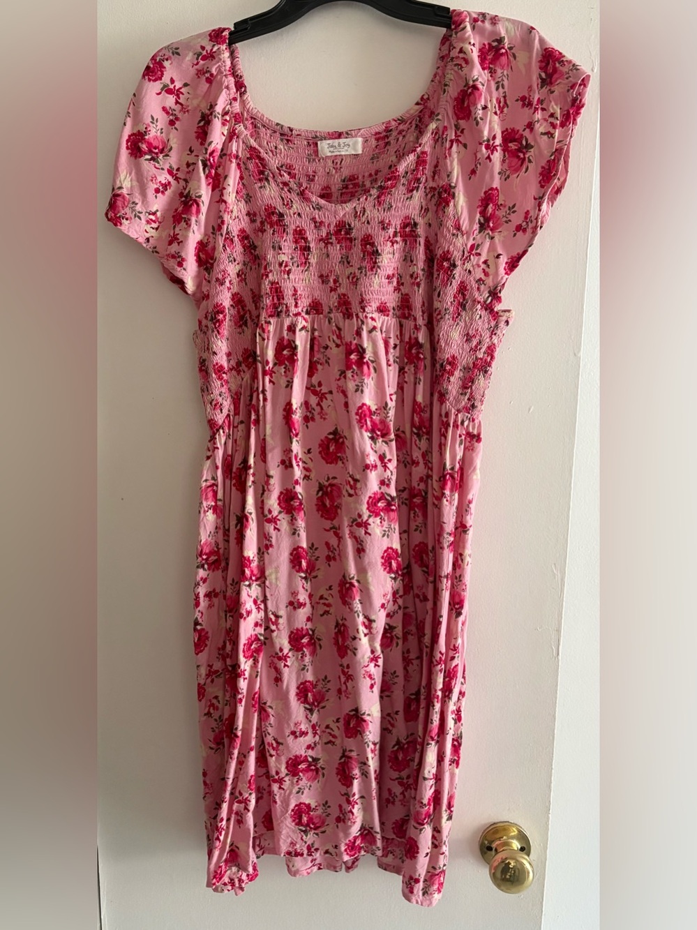 Plus Size Pink Floral Smocked Dress 1X